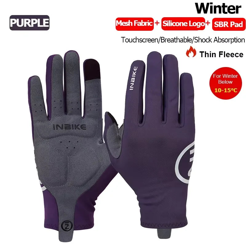 INBIKE Autumn Winter Thermal Bicycle Gloves Touch Screen Men Women MTB Road BikeGloves Sports Fitness Outdoor Cycling Gloves