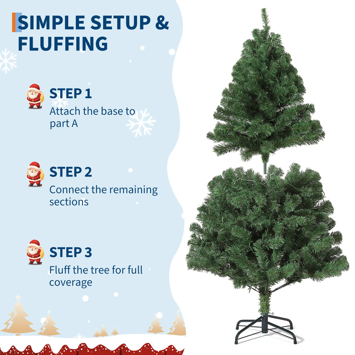 GAOMON Prelit Artificial Christmas Tree 6 Feet - Fraser Fir with 300 Multicolor Led Lights - Wide Hinged Design, Fire Resistant, Ul Certified - Ideal for Home and Office