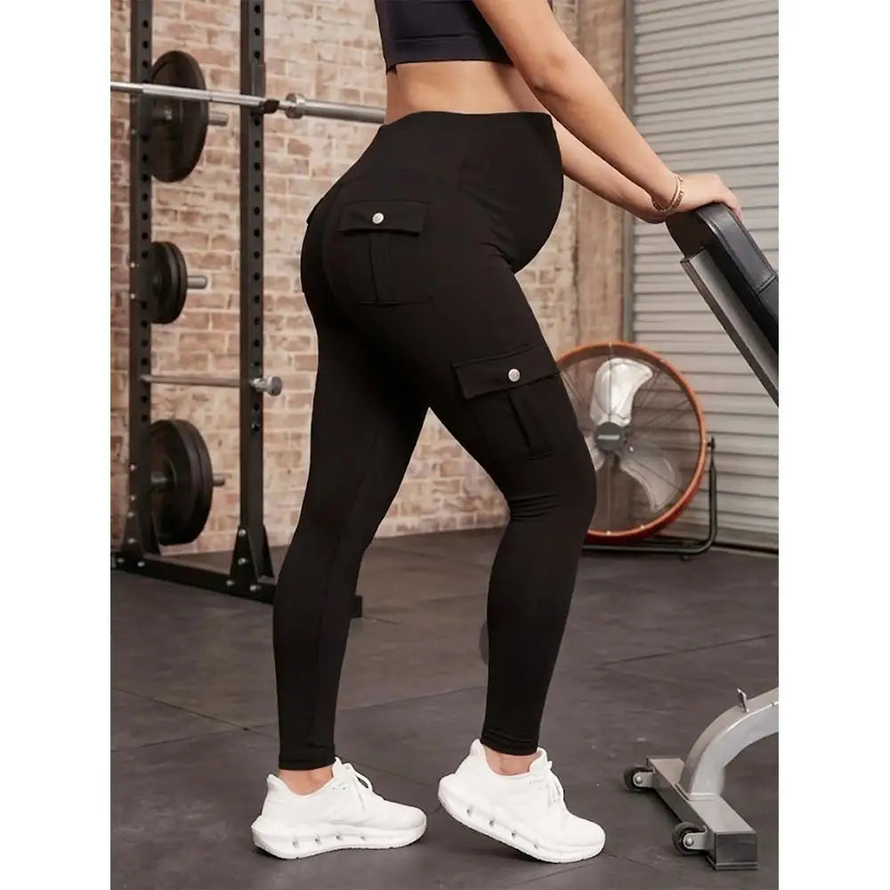 Maternity Clothing Leggings with Pockets Yoga Sports Pants Autumn Women's Casual Stretch Maternity Pants