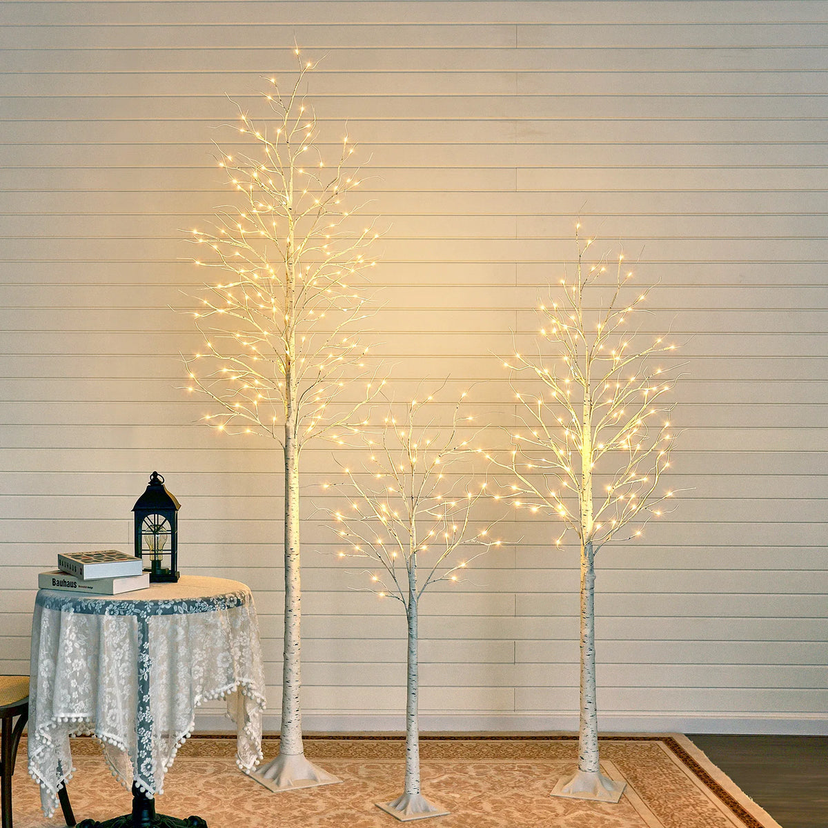 Lighted Birch Tree with Warm White Lights - 4ft/5ft/6ft/8ft Tall Artificial Tree with Clear Plug-in Lights, Sturdy Base & Elegant White Trunk & Branches for Indoor/Outdoor Christmas, Easter, Wedding Decorations
