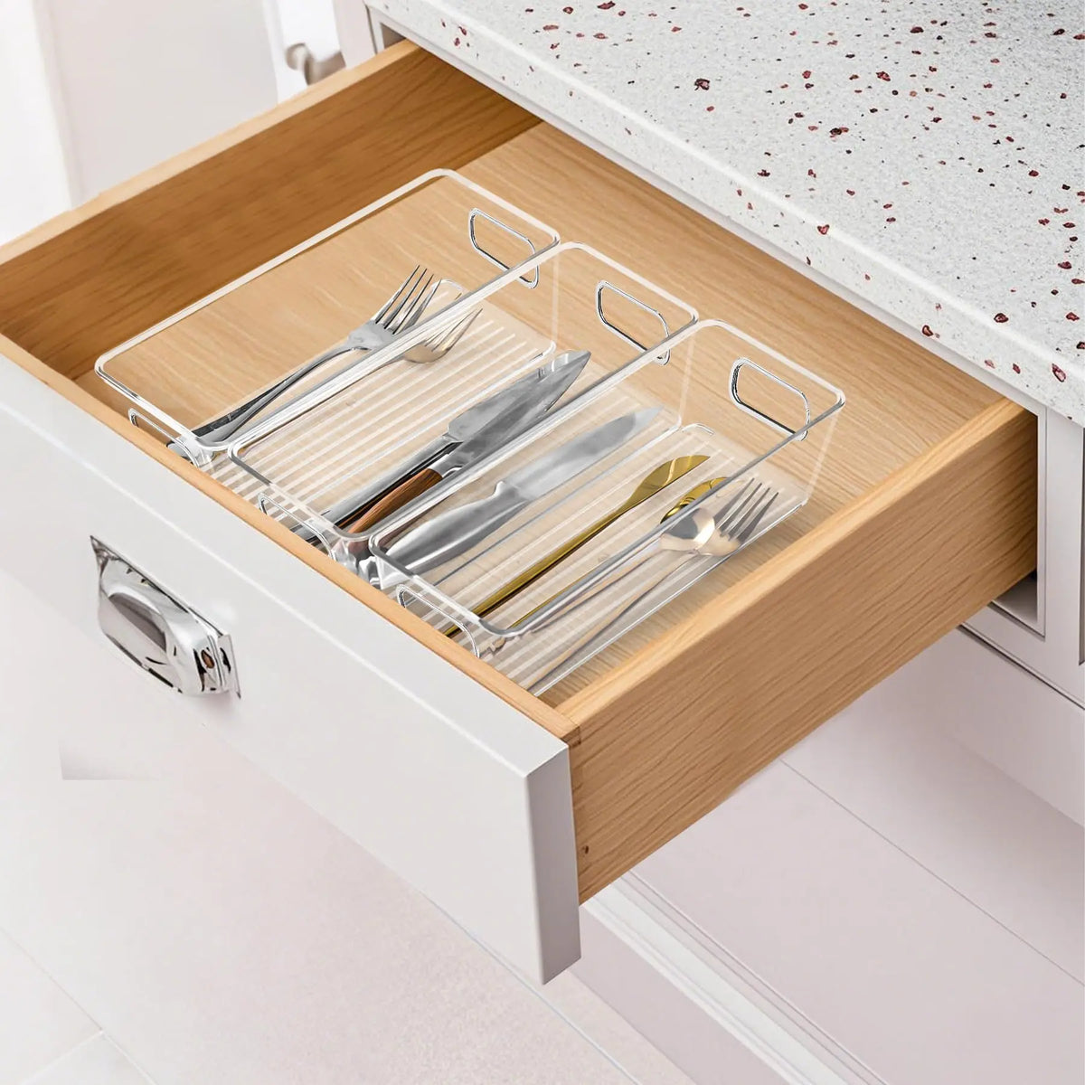 8 Pack Clear Plastic Storage Bins Pantry Organizer for Kitchen Fridge Cabinet Freezer Bathroom Home Organization Containers