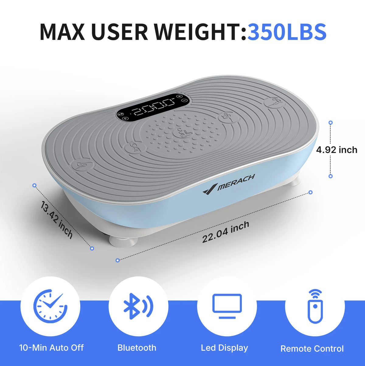 Merach V33 Pro Vibration Plate Exercise Machine with Digital Display, Resistance Bands & Built-in Speakers, Whole Body Workout Weight Loss 350lbs Capacity for Lymphatic Drainage Home Fitness Equipment