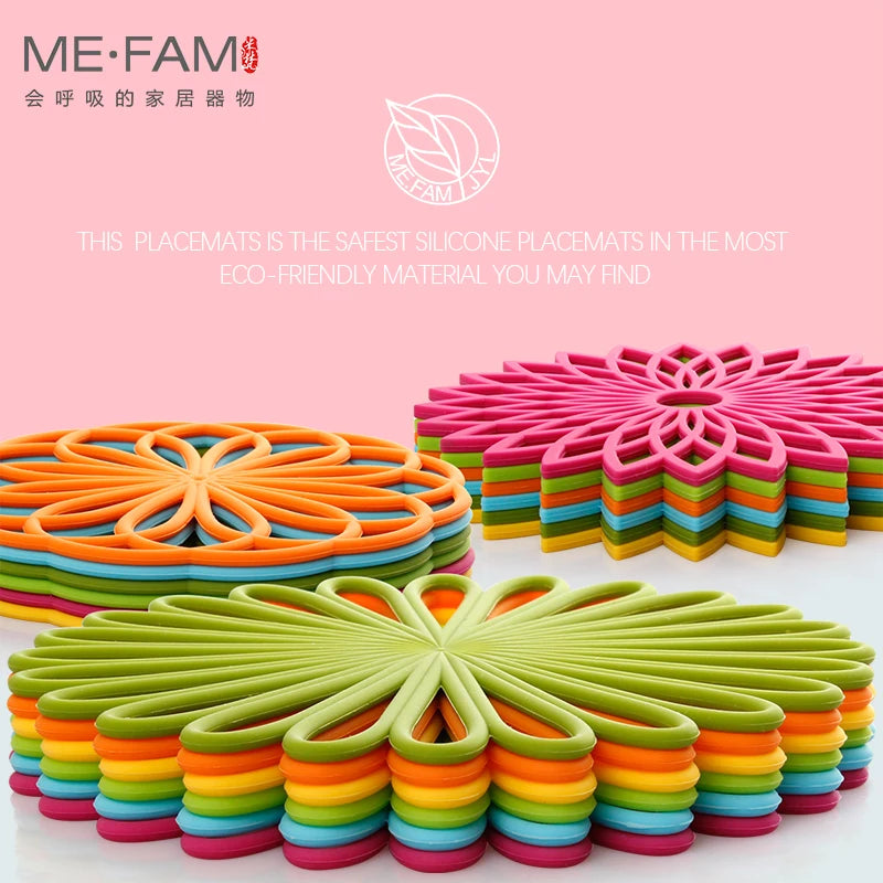 New Silicone Trivet Mat Geometric Flower Woven Pads Durable Insulated Non Slip Heat Resistance Placemat Table Protect Decoration