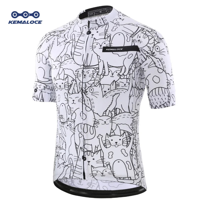 KEMALOCE Bike Jersey Anti-Wrinkle Black Christmas Short Sleeve New Bicycle Wear Top Quick Dry Retro Pro Cyclist Clothes Shirts