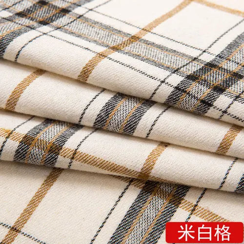 50cmBrushed Polyester Cotton Plaid Fabric 240gsm 1.45m Wide Soft Checkered Cloth for Spring Autumn Shirts, Skirts & DIY Sewing