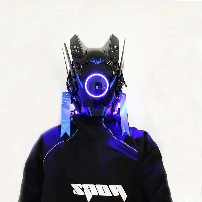 Cyberpunk Helmet Shinobi Mask Robot Samurai Mask Cosplay Techwear Cyber Punk Hi-Tech Helmet Armor Futuristic Toys Christmas Gift