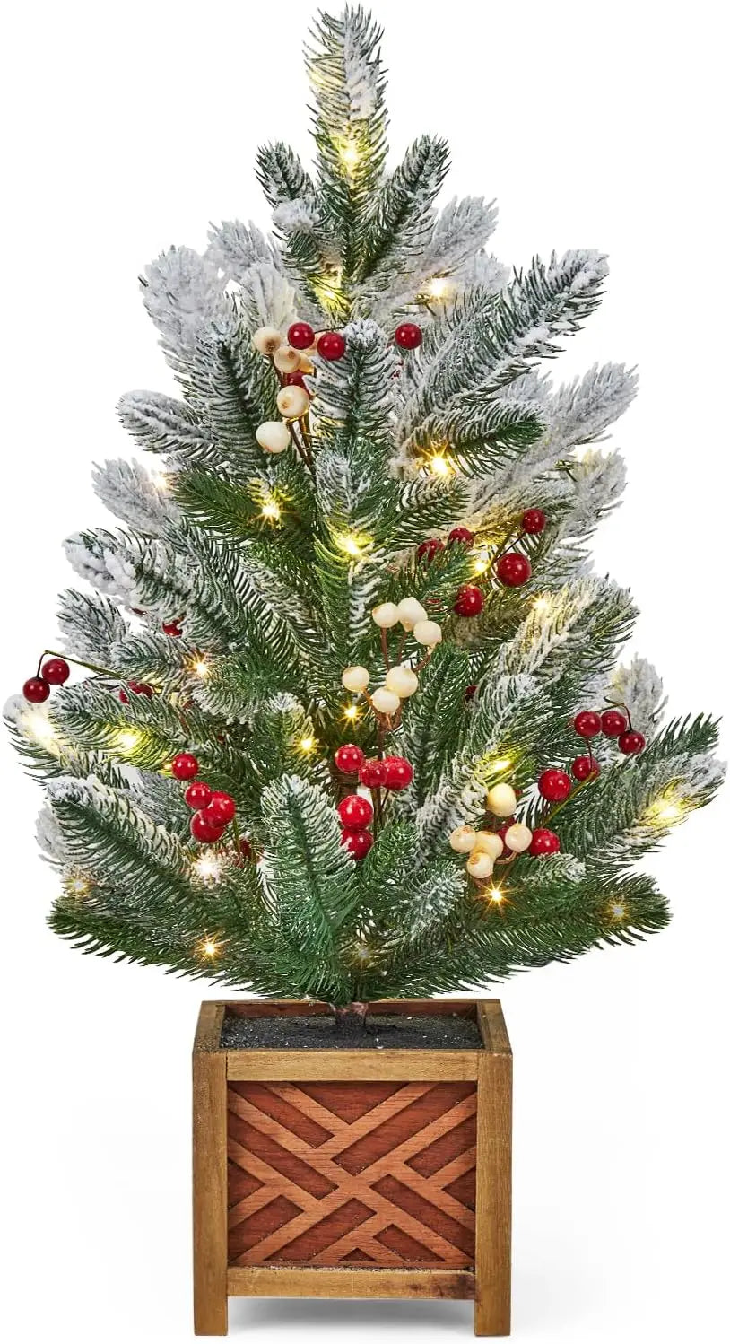 Garvee 24Inch LED Christmas Tree Nightlight LED Light Pine Needle Tree Mini Xmas Tree Christmas Decoration DIY Desktop Ornament New Year Gift