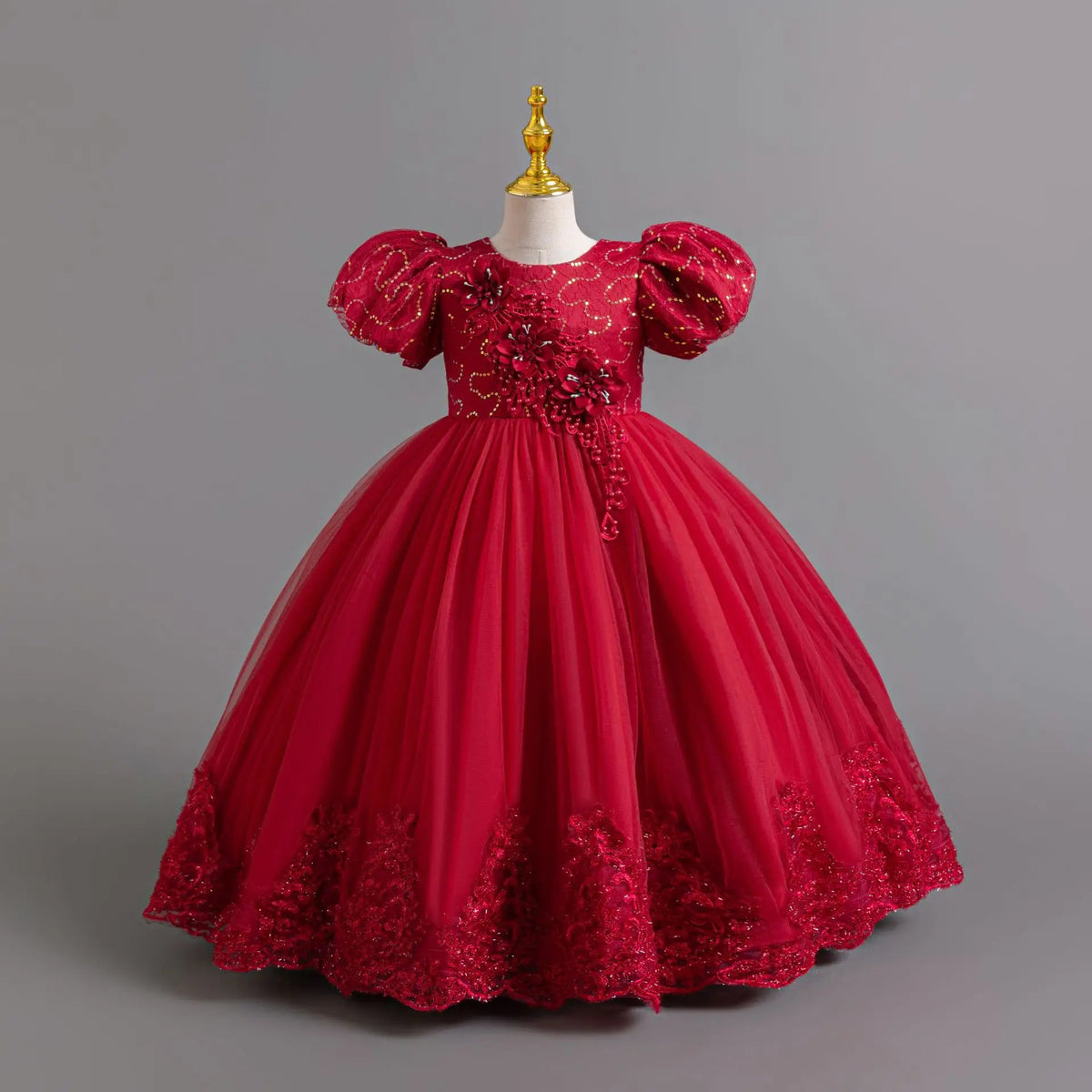 Girls Long Elegant Dresses Christmas Children's Evening Party Prom Red Clothing New Year Clothes 3 7 11 12 Years
