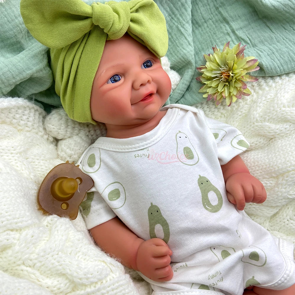 17Inch Silicone Reborn Baby Girl Handmade Soft Lifelike Waterproof Newborn Doll Toy Comfortable to Hold for Christmas Gift