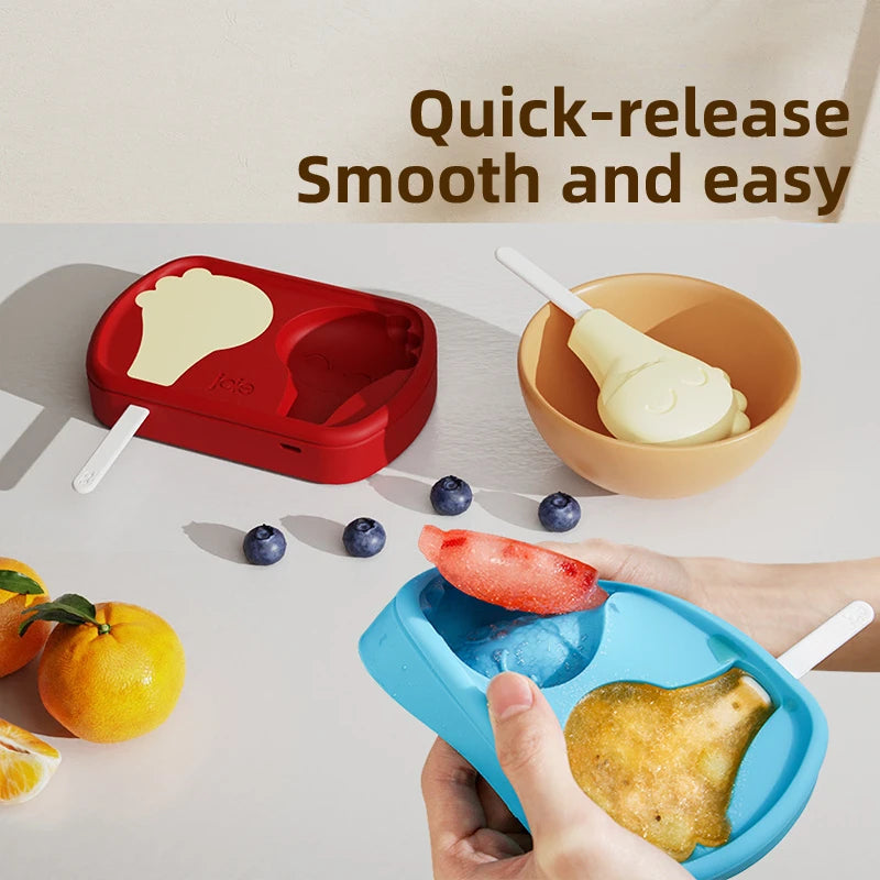 Joie Silicone Popsicle Molds Freeze Pops Cute Cartoon Mold Reusable Ice Pop Mold With Lids Sticks Home Kitchen Tools BPA Free