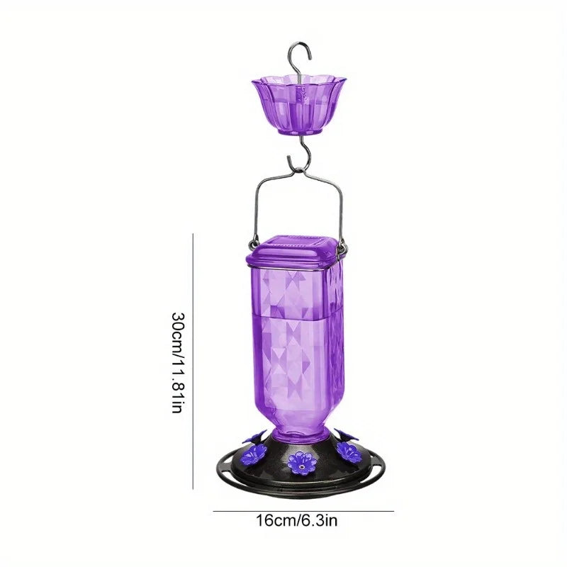 Hanging Glass Hummingbird Feeder, Outdoor Bird Leak Proof Base Feeder, Six Feeding Ports, Suitable For Outdoor Garden Decoration