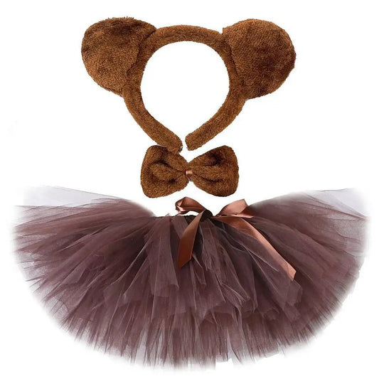 Brown Bear Tutu Skirt Outfit for Baby Girls Christmas Halloween Costumes Children Animal Skirts Girl Birthday Dance Tutus 0-14Y