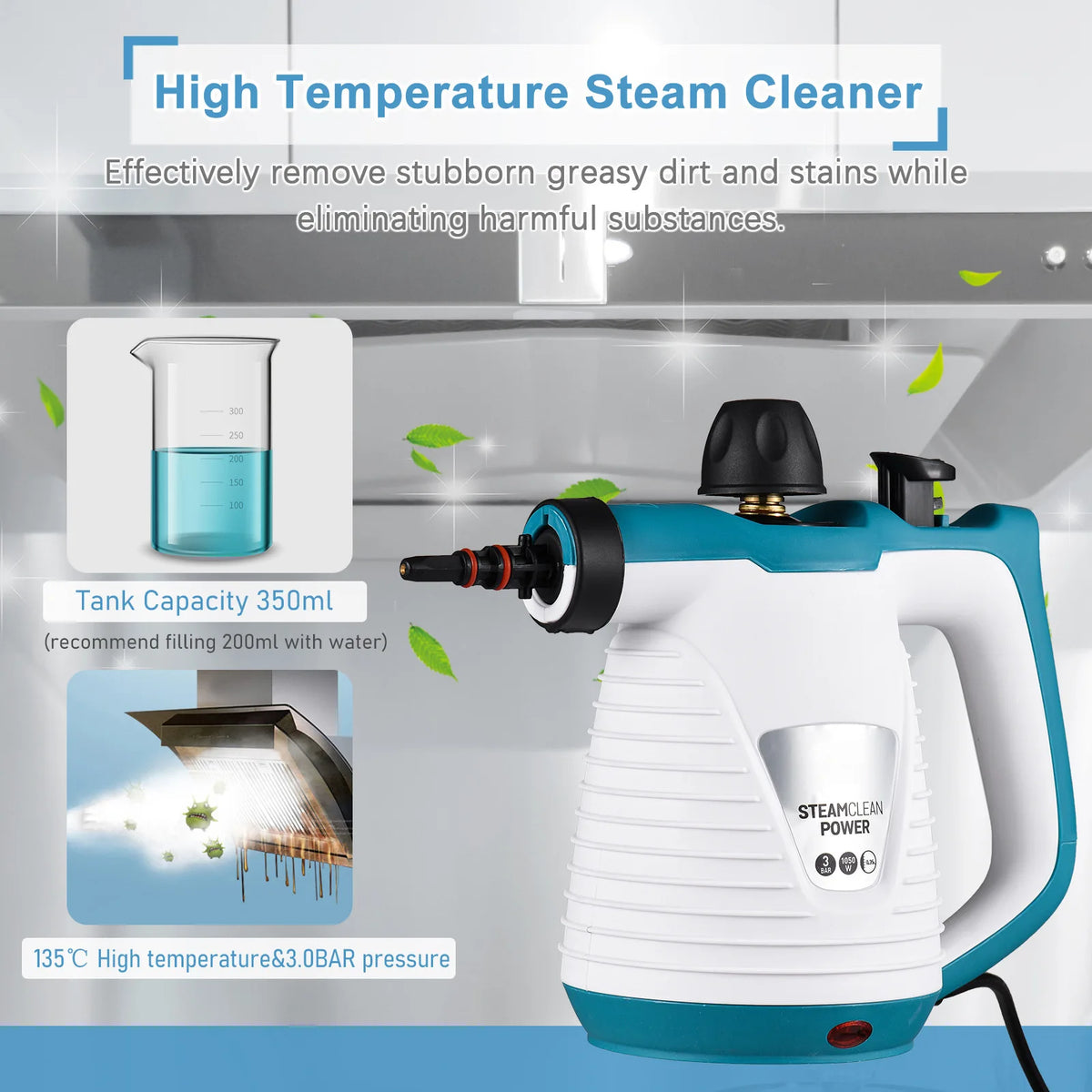 Handheld Steam Cleaner, Multifunctional Kitchen Range Hood, Stain Removal and Cleaning Machine, Bathroom Cleaner