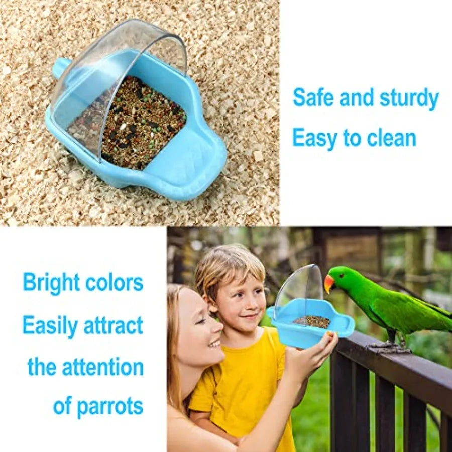 Bird Bath Box for Cage Use, Plastic, Blue, Easy-Hang Design with Non-Slip Base and Adjustable Height