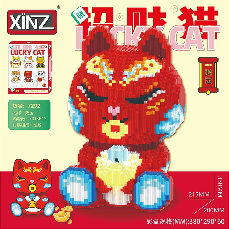 Maneki Neko Magic Building Block Lucky Cat Model Assembled Bricks 3D Kitty Puzzle Decor Toy For Kids Christmas Gift