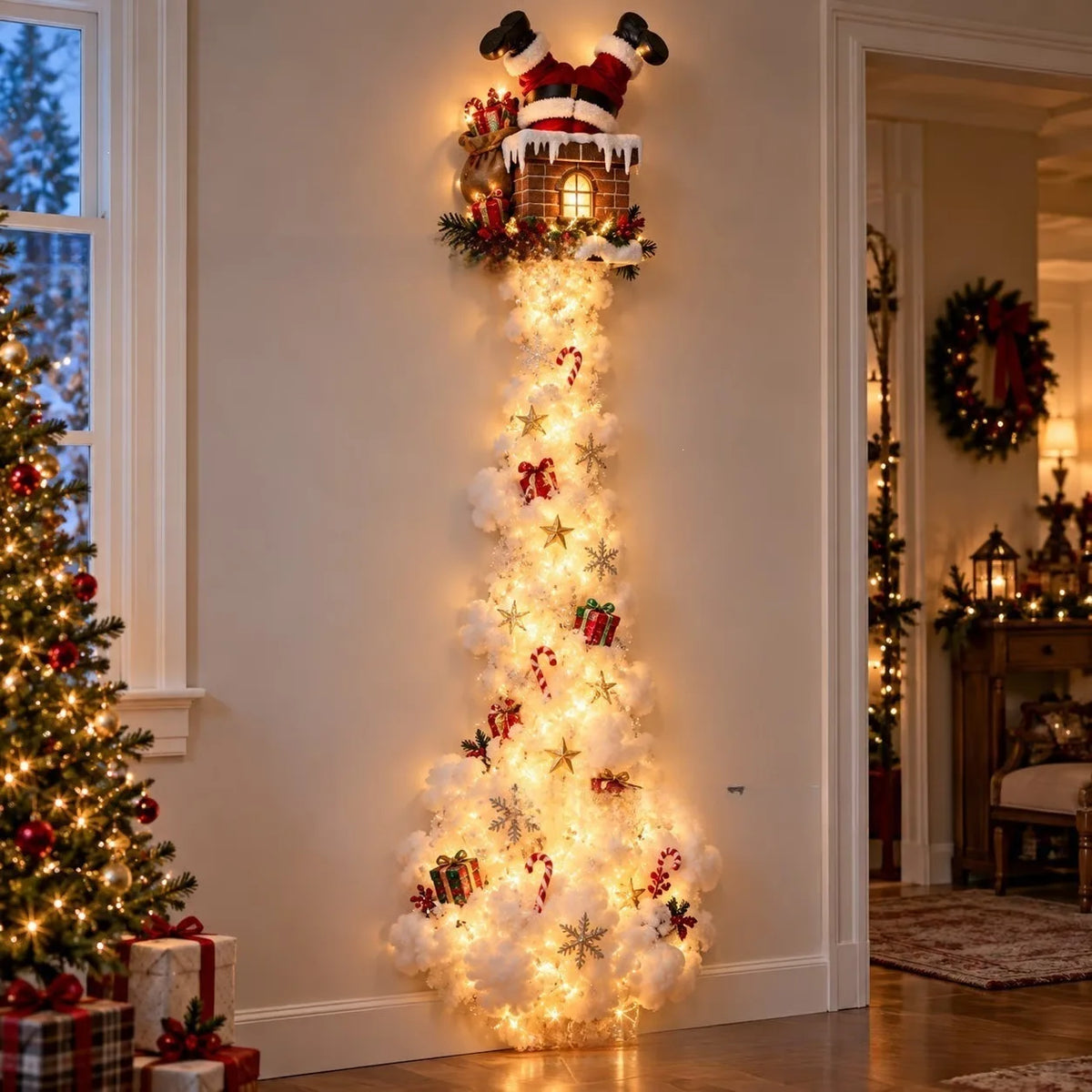 Christmas Magic Trail Wall Light, LED Cascading Holiday Decor,Warm White Glow, Space-Saving Wall Decor 60cm
