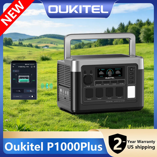 OUKITEL P1000 PLUS Portable Power Station 1024Wh LiFePO4 Solar Generator, 1800W 3600W Surge, 1 Hour Fast Charging, 10ms UPS, 100W PD, 11 Outputs, Lightweight Backup Power for Home Emergency Camping RV Hurricane Outdoor