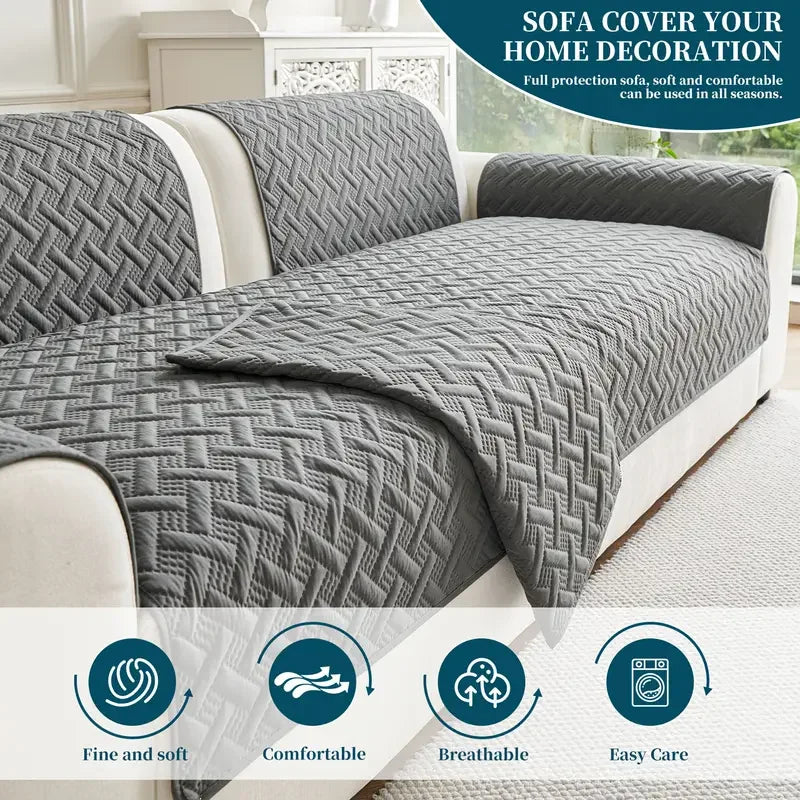 2026 New1pc Quilted Brushed Fabric Waterproof and Urine Resistant Classic Style Quilted Sofa Slipcovers Christmas Sofa Mat 쇼파커버