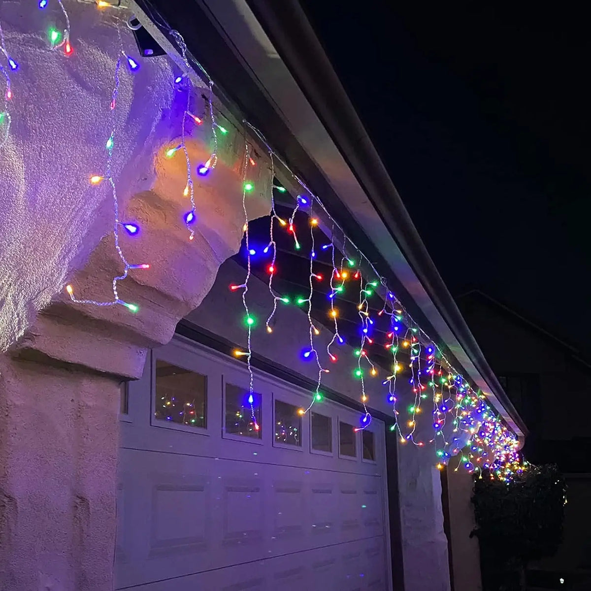 Led Icicle String Lights 4m 20m Street Garland On The House 8 Modes Christmas Lights Outdoor For New Year Christmas Decoration