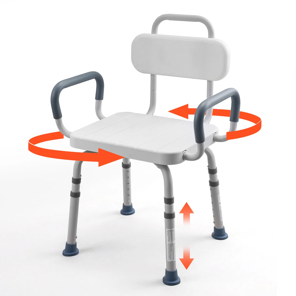 SucceBuy Swivel Shower Chair with Arms and Back 400/500 lbs Adjustable for Inside Shower Stall and Bathtub for Seniors Disabled