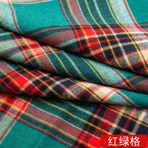50cmBrushed Polyester Cotton Plaid Fabric 240gsm 1.45m Wide Soft Checkered Cloth for Spring Autumn Shirts, Skirts & DIY Sewing