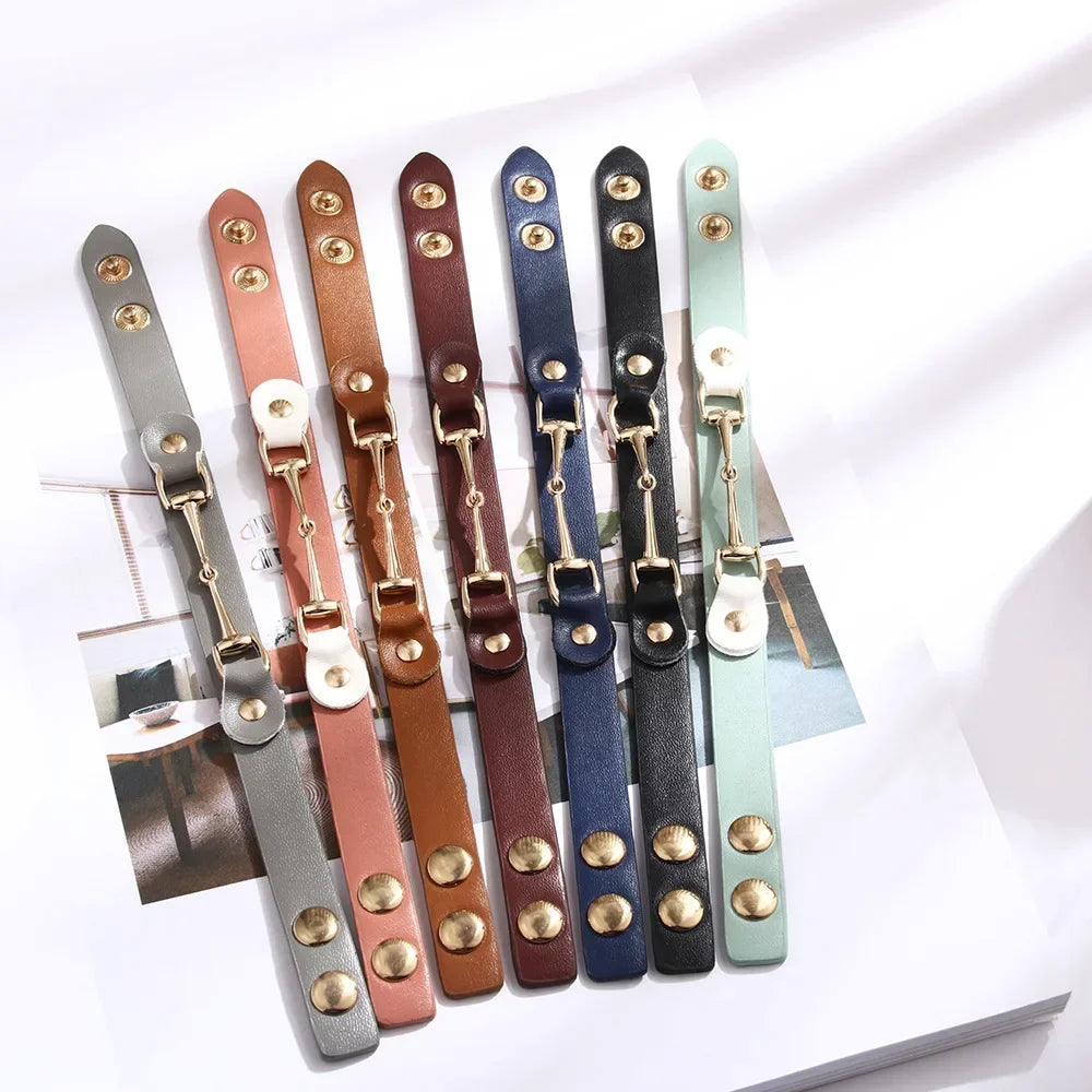 Kirykle High Quality PU leather Bracelet for women Candy Color Double Layer Punk Style Charms Leather Bangle Christmas Gift