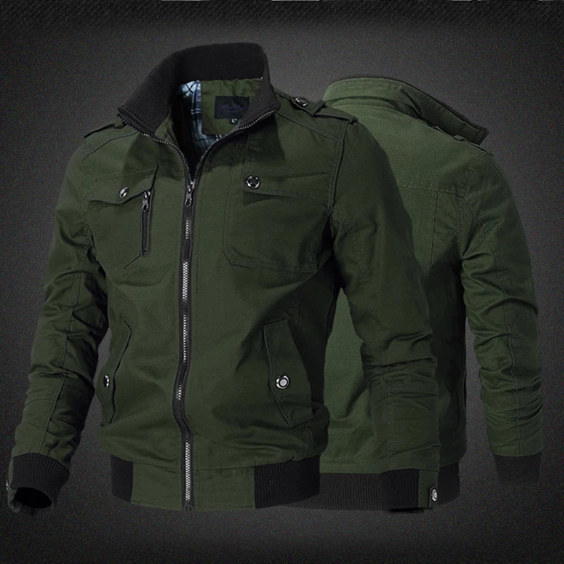 New Men's Casual Jacket Fashion Windbreaker Jacket Coat Autumn Street Fashion Solid Cotton Jacket High Street Motorcycle Jackets
