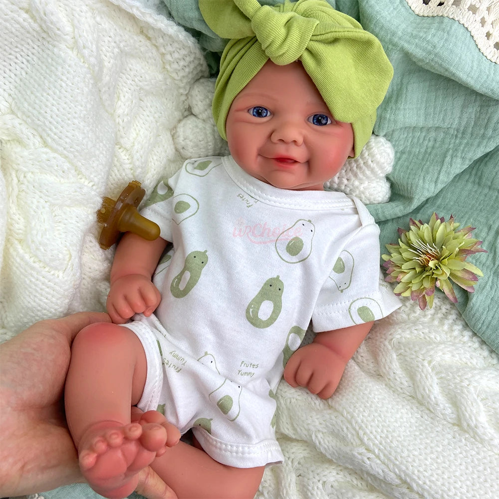 17Inch Silicone Reborn Baby Girl Handmade Soft Lifelike Waterproof Newborn Doll Toy Comfortable to Hold for Christmas Gift