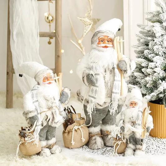 60cm Large Santa Claus Merry Christmas Decorations for Home Happy New Year 2023 Fabric Knitting Clothes Doll Window Decor