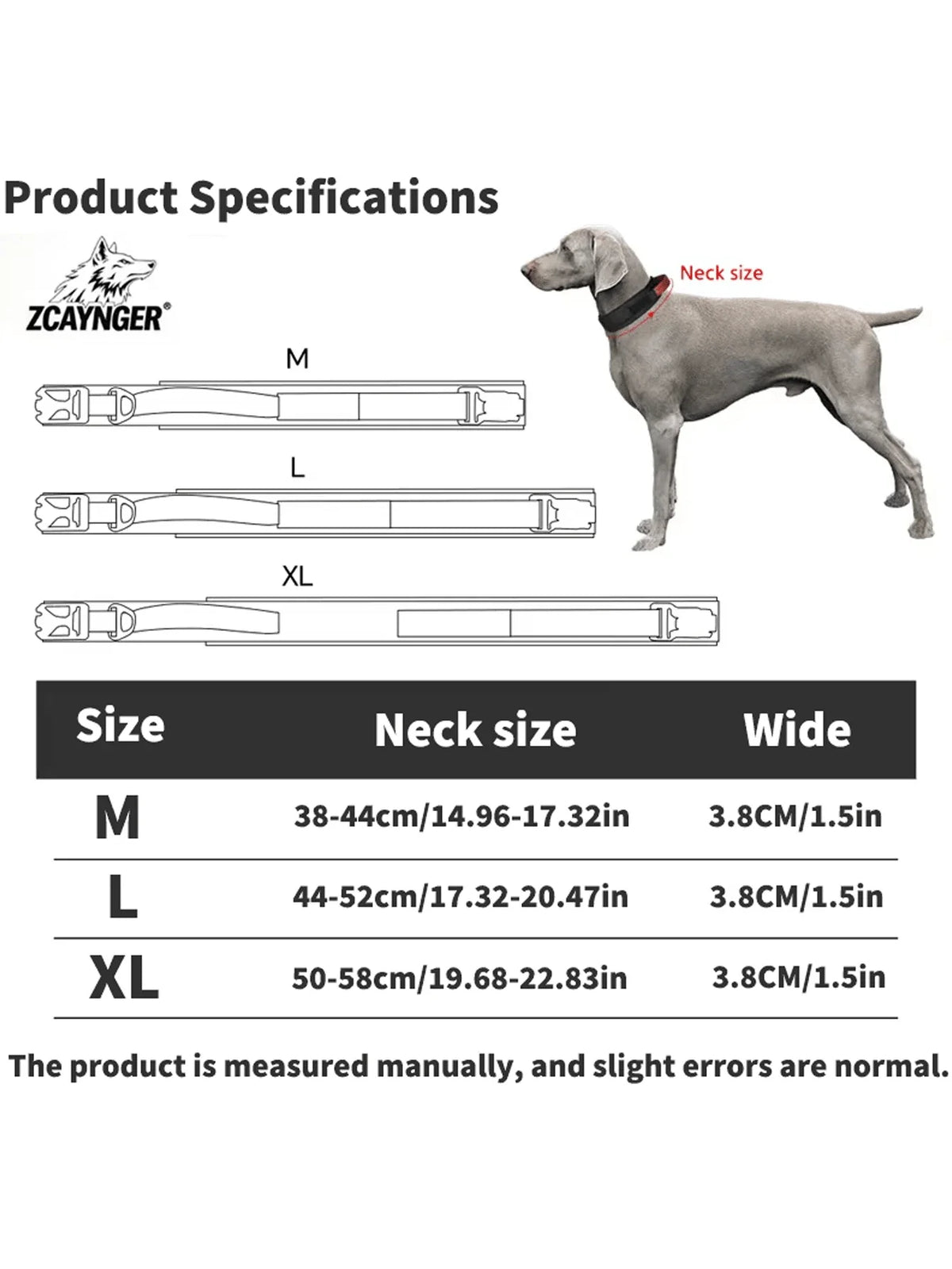 Dog Collar With Handle HeavyDuty Metal Buckle Strong Training Collar Adjustable For Medium To Large Dogs.