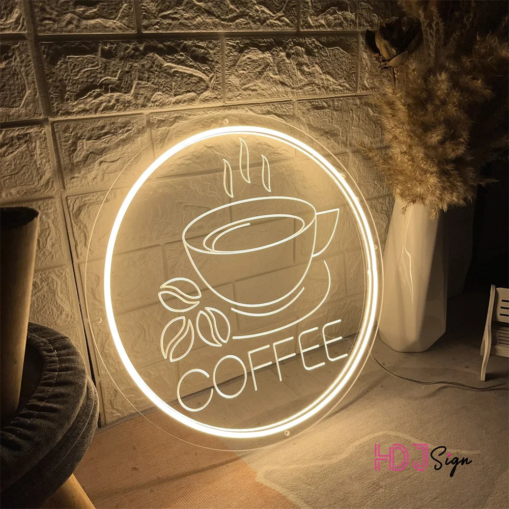 Custom Coffee Neon Sign Shop Home Woman Girls Room Decor Wall Decoration 3D Carving Sign Led Luminous Signs Christmas Gift