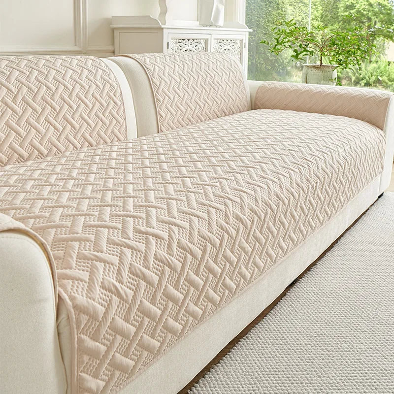 2026 New1pc Quilted Brushed Fabric Waterproof and Urine Resistant Classic Style Quilted Sofa Slipcovers Christmas Sofa Mat 쇼파커버