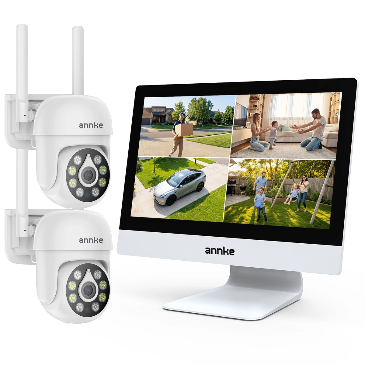 ANNKE 5MP PTZ Wireless Security Outdoor Camera System 12" NVR 10CH Pan 350° Tilt 90° Dual-Band WiFi Night Vision 2-Way Audio
