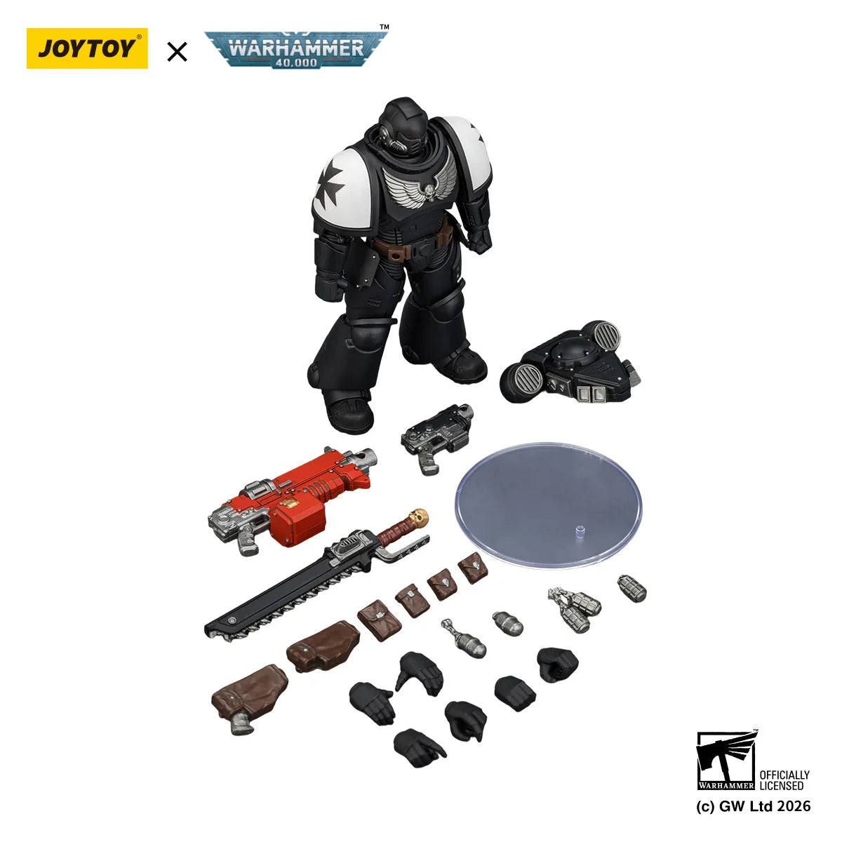 JOYTOY Warhammer 40,000 1/18 Action Figure Black Templars Intercessor with Bolt Rifle, Bolt Pistol and Chainsword Model