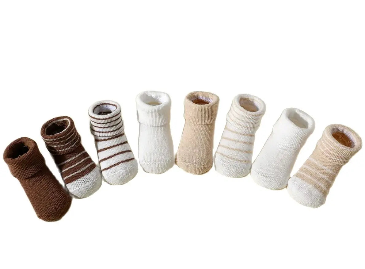 4 Pairs Baby Socks 0-12 Months, Non-Slip Infant Soft Socks for Boys and Girls, Newborn Baby Cute Ankle Socks Spring and Autumn