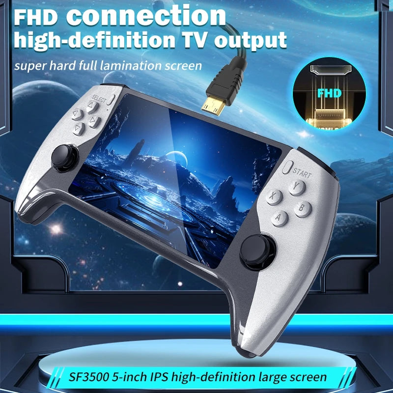 2026 New SF3500 5 Inch Handheld Game Console for PS1 GBA SNES MAME Retro Emulator FHD Portable Gaming Machine Christmas Gift