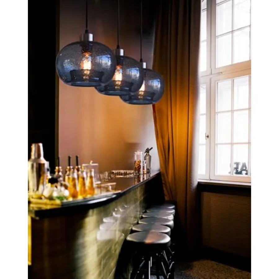 Glass Pendant Lights Kitchen Island Modern Farmhouse Blue Ceiling Hanging Light Fixtures Globe Over Table Sink Foyer Entryway B