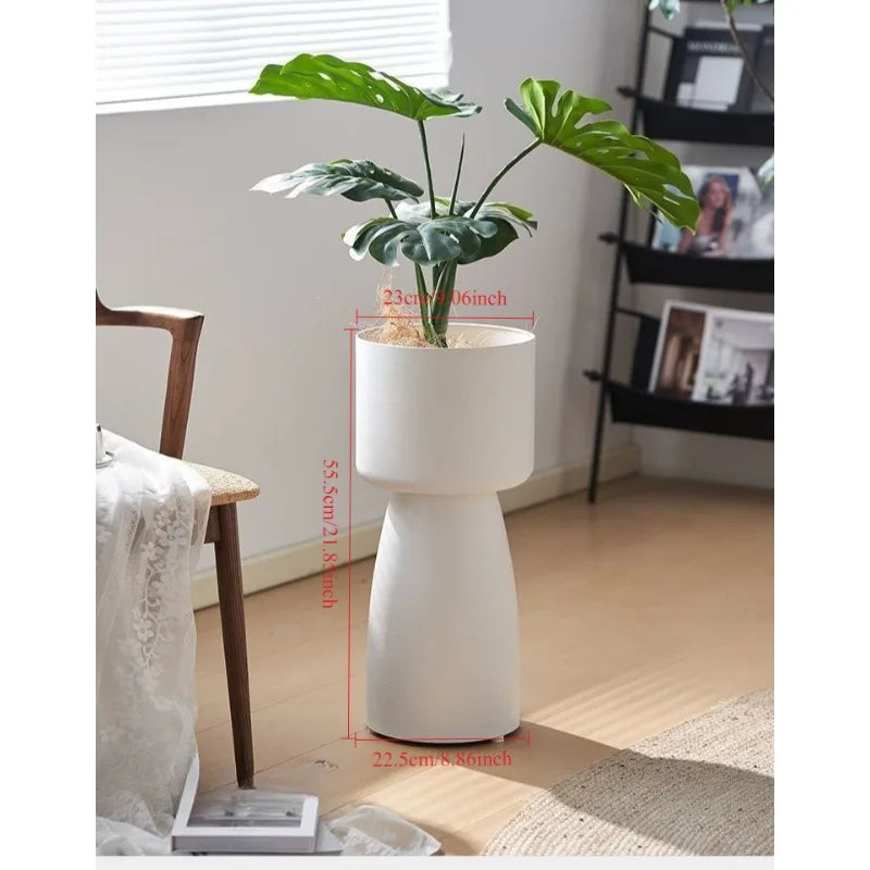 Creative high footed flower pot, living room floor standing Nordic green plant, lotus lamp planting pot