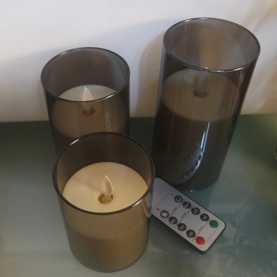 3pcs/set USB Rechargeable Led Pillar Candle,Flameless Remote Control,Timer LED Candle Light Table Decorative,Christmas Candles