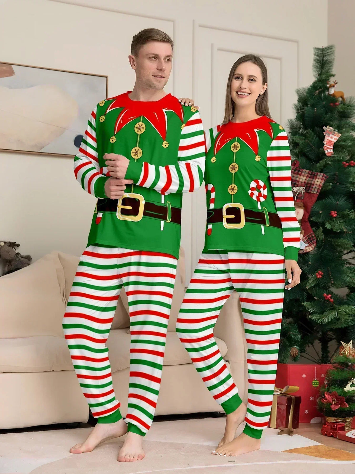 2025 New Christmas Pyjamas Family Look Couples And Kids Matching Outfits Print Pajamas Set Baby Romper Cute Sleepwear Xmas Wear