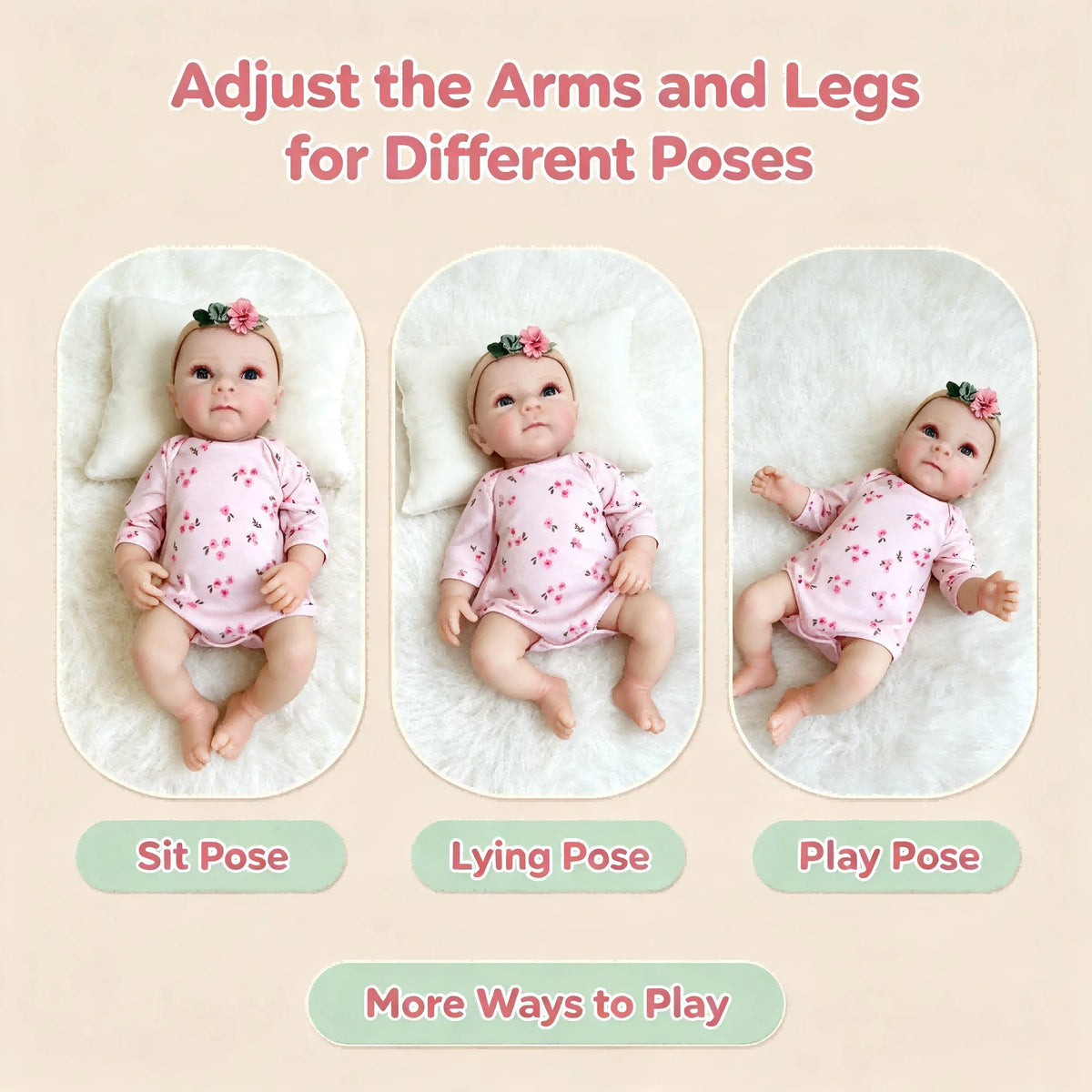 18 Inch High-Realistic Resin Doll Hand-Painted Skin Texture Lifelike Baby Facial Features Suitable for Imaginative Play Display And Collectible