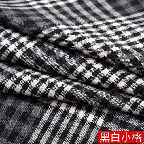 50cmBrushed Polyester Cotton Plaid Fabric 240gsm 1.45m Wide Soft Checkered Cloth for Spring Autumn Shirts, Skirts & DIY Sewing