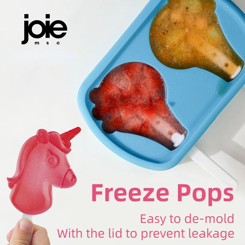 Joie Silicone Popsicle Molds Freeze Pops Cute Cartoon Mold Reusable Ice Pop Mold With Lids Sticks Home Kitchen Tools BPA Free