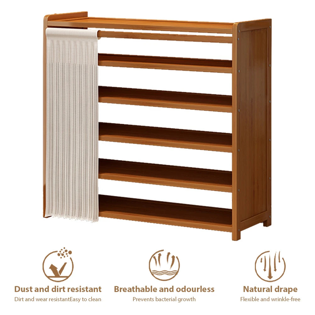 6-Tier Shoes Racks Organizer Racks Wooden Cabinet Organizer Storage Shelves for Entryway Living Room Hallway Doorway