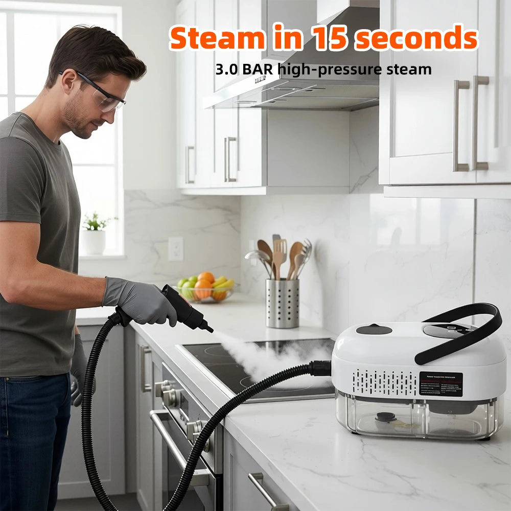 High Temperature Steam Cleaner 110V Portable Handheld Steam Cleaning Machine  6-Gear LCD Touch Screen 1500W Multi-Function Steam Cleaning Machine for Kitchen Hoods, Air Conditioners, Deep Cleaning and Disinfection