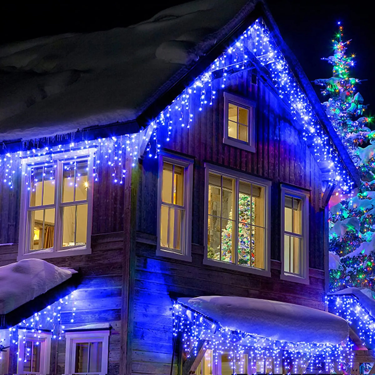 Led Icicle String Lights 4m 20m Street Garland On The House 8 Modes Christmas Lights Outdoor For New Year Christmas Decoration