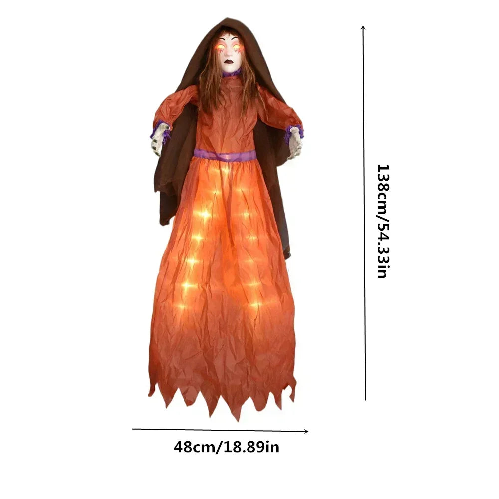 1PC Halloween Hanging Pumpkin Head Decoration with Scary Sounds - Fabric,  for Hanging Decor, Celebrates Halloween, Christmas