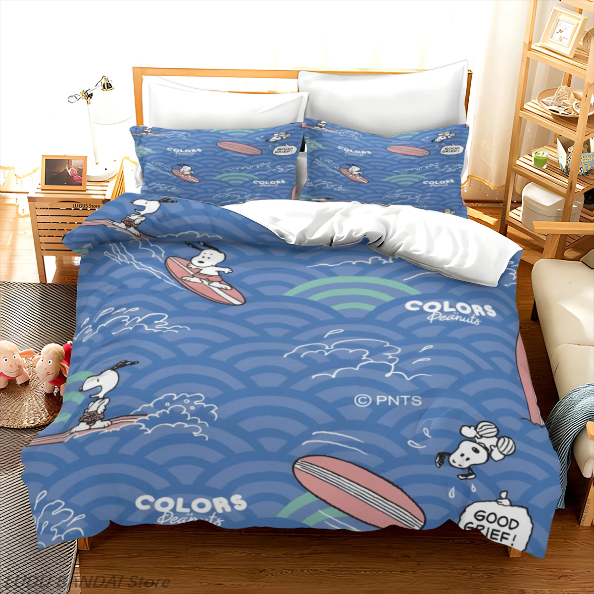 Snoopy Duvet Cover Set Snoopy Bedding Set Luxury Cover 3-Piece Polyester Christmas Decorations Cute Printed Cartoon home