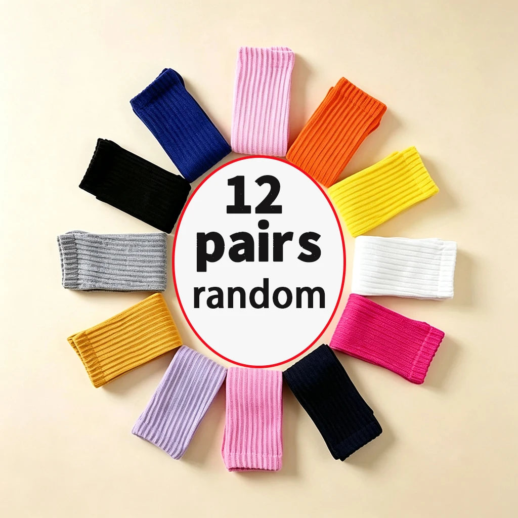 12/24/36 Pairs Cotton Socks Women Men - Solid Color Soft Stretchy Mid Calf Socks - Breathable Casual Daily Wear Bulk Pack