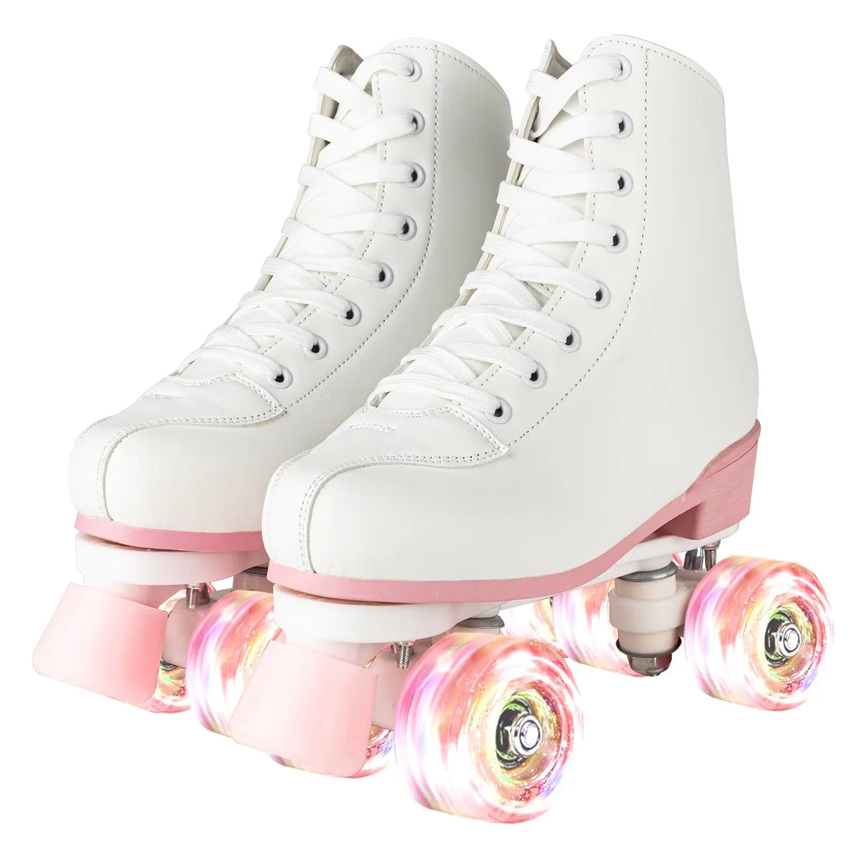Adult Double-Row Roller Skates For Women Men Flashing 4 Wheels Skate Shoes Beginner Boys Girls Outdoor Skating Quad Sneakers Gifts Size 35 36 37 38 39 40